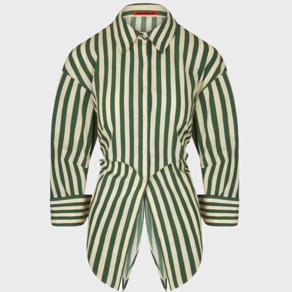 NWT Simon Miller Gummy Green Loch Striped Long Sleeve Button Up - Picture 2 of 8